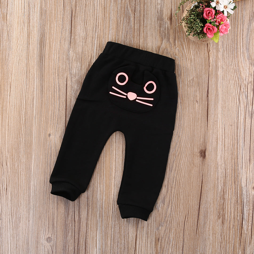 Cute Cat Kitten Baby Kids Boys Girls Trousers Harem Pants Bottoms Clothes 3-24M - ebowsos