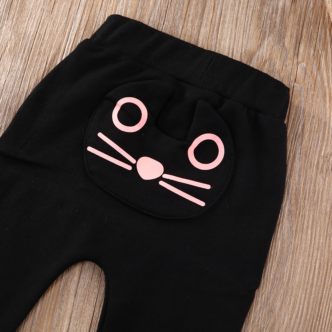 Cute Cat Kitten Baby Kids Boys Girls Trousers Harem Pants Bottoms Clothes 3-24M - ebowsos