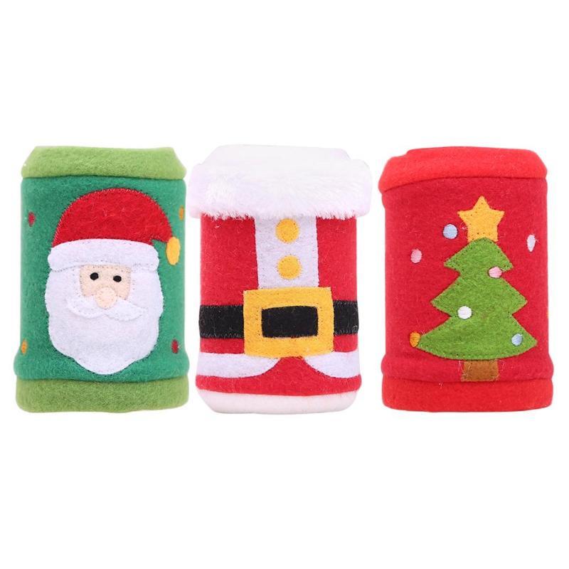 Cute Christmas Fleece Cloth Red Wine Can Bottle Cover Bags Xmas Table Decor - ebowsos