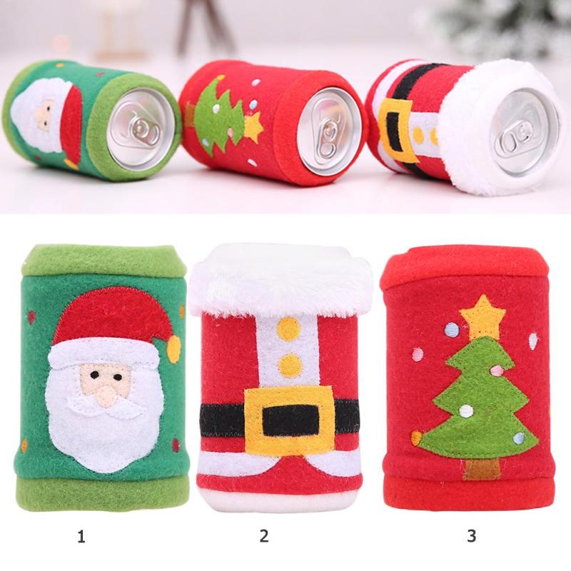 Cute Christmas Fleece Cloth Red Wine Can Bottle Cover Bags Xmas Table Decor - ebowsos