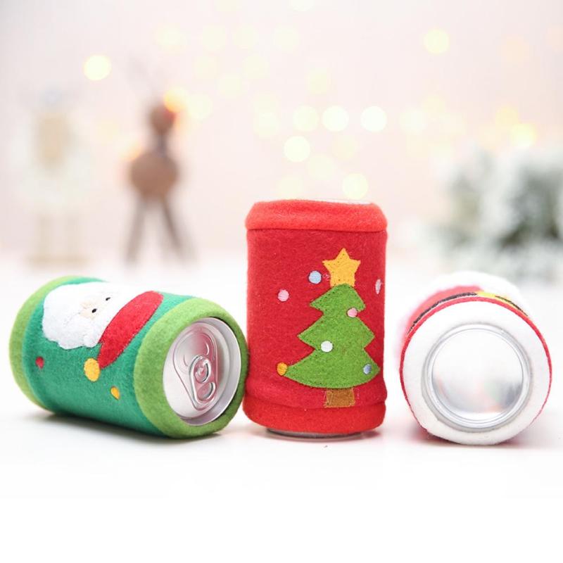 Cute Christmas Fleece Cloth Red Wine Can Bottle Cover Bags Xmas Table Decor - ebowsos