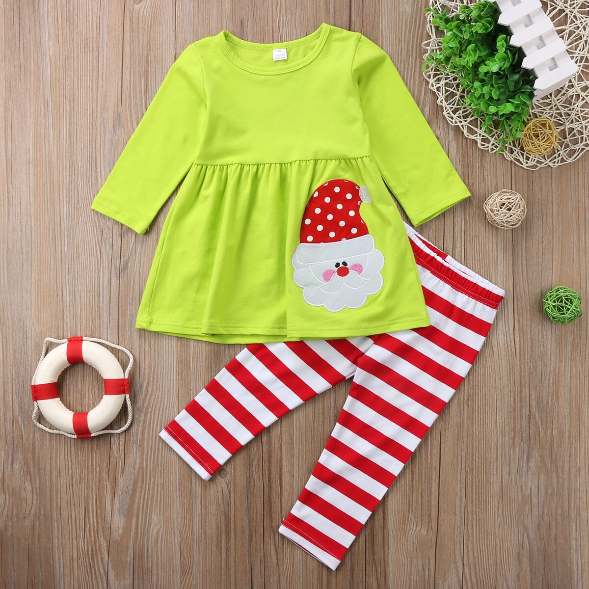 Cute Christmas Toddler Kids Girl Tops Long Sleeve Cotton T-shirt Long Cotton Pants Leggings Outfits Set Clothes 2-7T - ebowsos