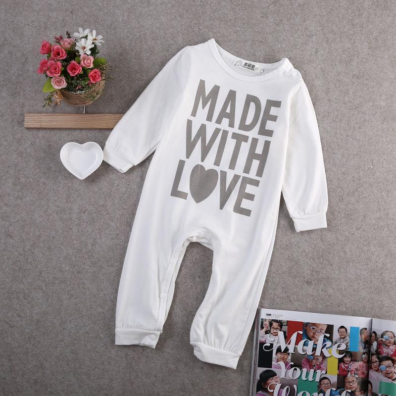 Cute Cotton Love Toddler Baby Girls Boys Romper Jumpsuit Playsuit Clothes Outfits UK - ebowsos