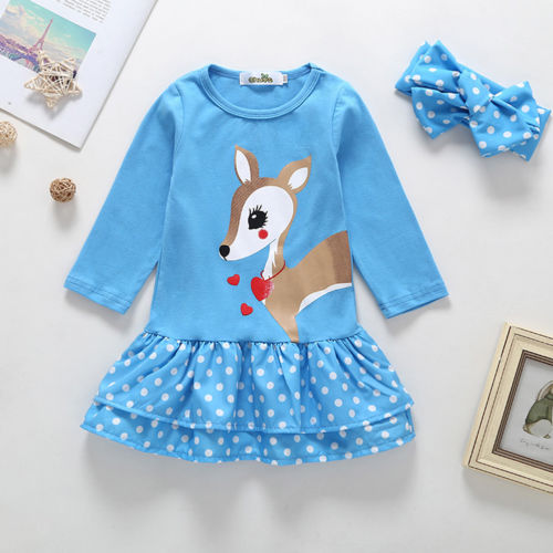 Cute Deer Infant Baby Girl Dresses Polka Dots Party Princess Dress Outfits Set - ebowsos