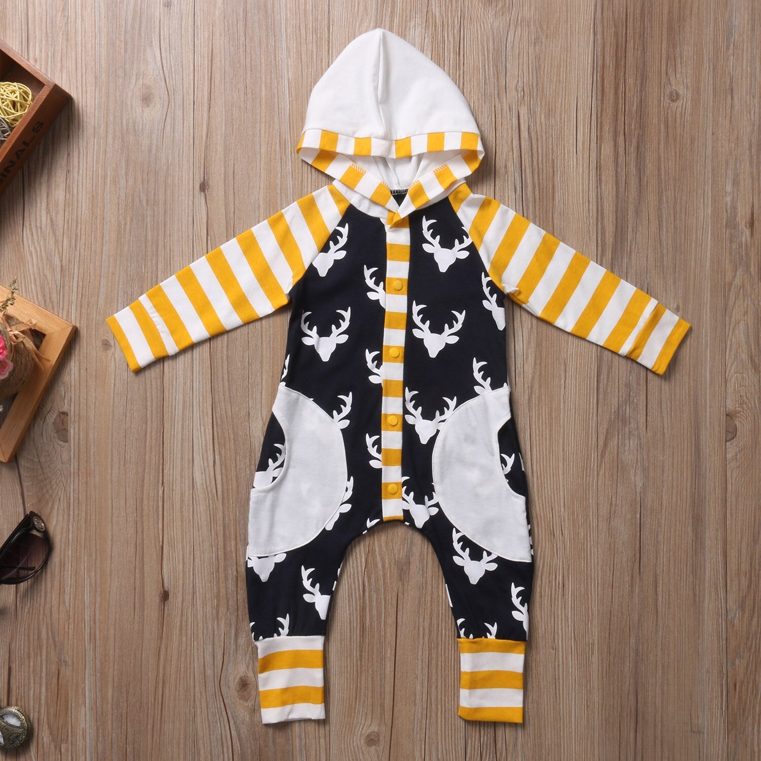 Cute Deer Newborn Infant Kids Baby Boy Girl Romper Long Sleeve Cotton Jumpsuit Clothes Outfits 0-2T - ebowsos