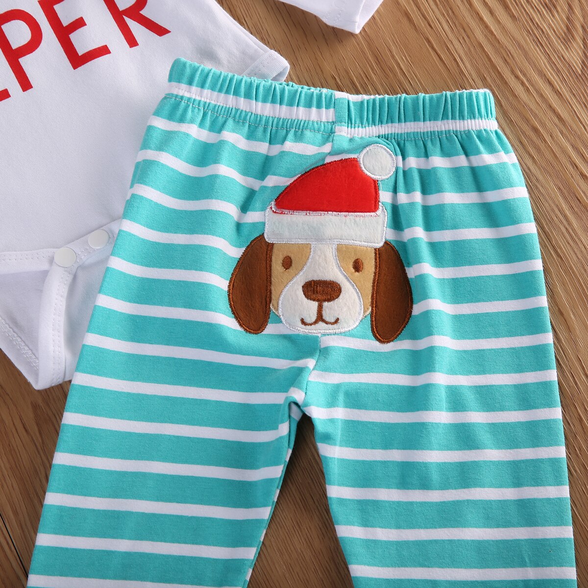 Cute Dog Kids Baby Boy Girl Christmas Toddler Long Sleeve Cotton Romper Playsuit Clothes+Pants Outfit - ebowsos