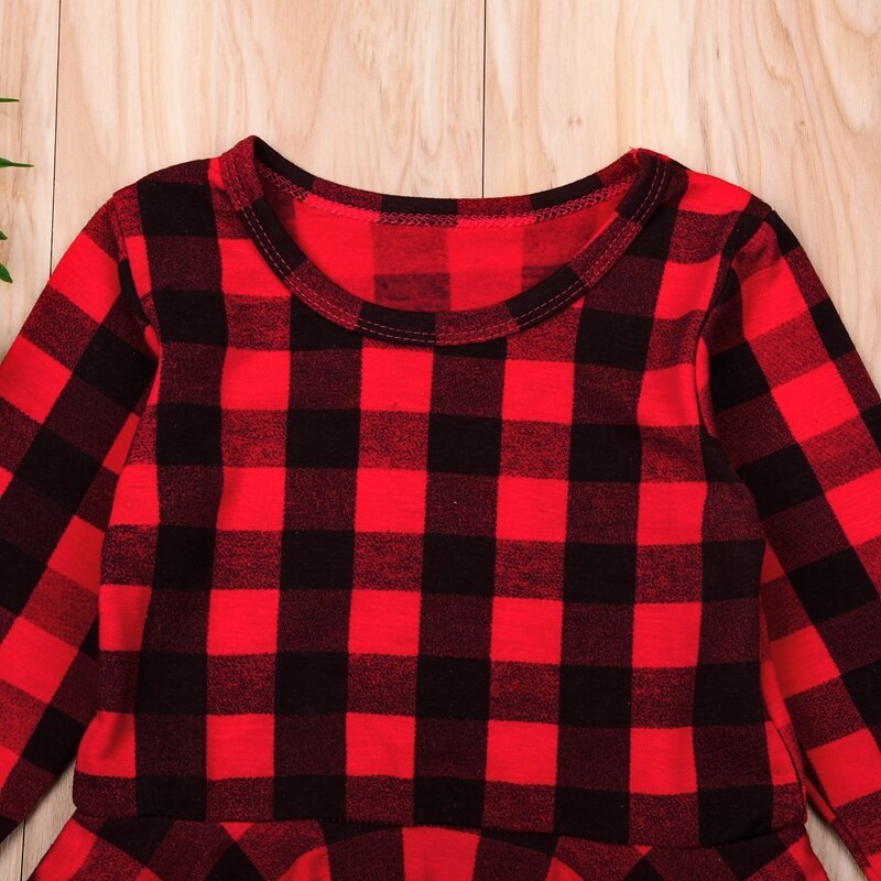 Cute Fashion Baby Pirncess Plaid Bodysuit Baby Long Bodysuit Newborn Girls Jumpsuit Dress Outfits - ebowsos