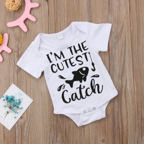 Cute Fish Summer  Baby Girls Boys Short Sleeve Bodysuit Newborn Cotton Jumpsuit Outfits Sunsuit Clothes - ebowsos