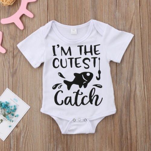 Cute Fish Summer  Baby Girls Boys Short Sleeve Bodysuit Newborn Cotton Jumpsuit Outfits Sunsuit Clothes - ebowsos