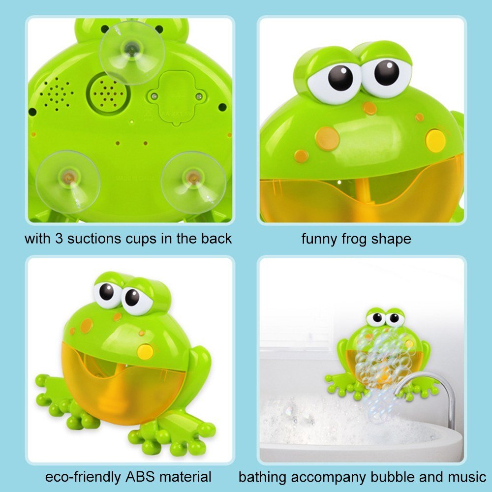 Cute Frog Bubble Machine Musical Bathtub Soap Children's Shower Supplies Baby Bath Shower Cap Bubble Maker-ebowsos