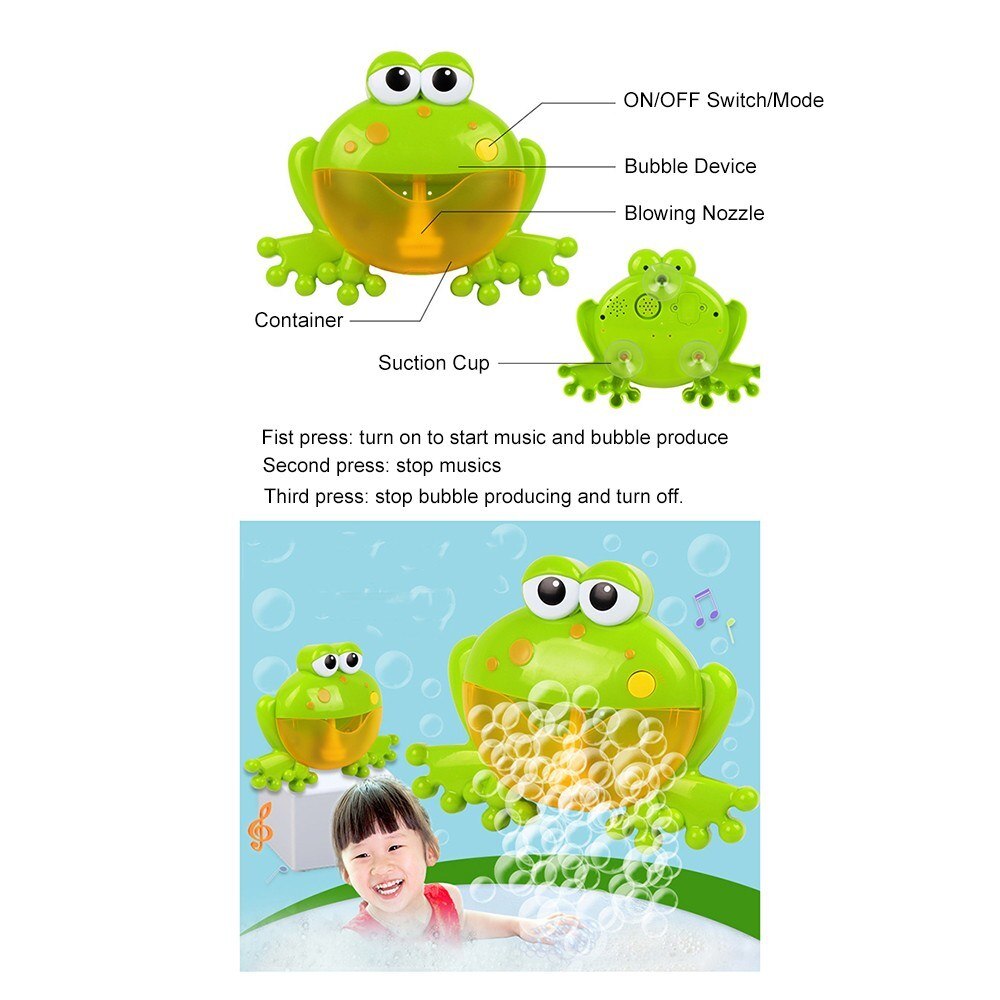 Cute Frog Bubble Machine Musical Bathtub Soap Children's Shower Supplies Baby Bath Shower Cap Bubble Maker-ebowsos