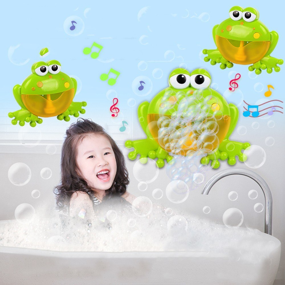 Cute Frog Bubble Machine Musical Bathtub Soap Children's Shower Supplies Baby Bath Shower Cap Bubble Maker-ebowsos