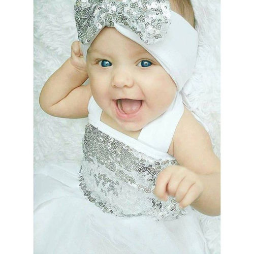 Cute Infant Kids Baby Girls Clothes Dress Toddler Jumpsuit Sleeveless Princess Clothing Dresses+Headband Outfits 2PCS 0-18M - ebowsos