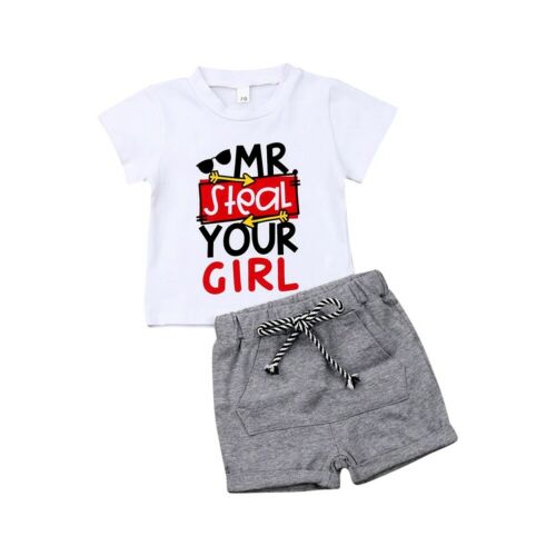 Cute Infant Toddler Baby Boy Summer Short Sleeve T-shirt+Shorts Outfits Clothes - ebowsos