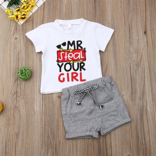 Cute Infant Toddler Baby Boy Summer Short Sleeve T-shirt+Shorts Outfits Clothes - ebowsos