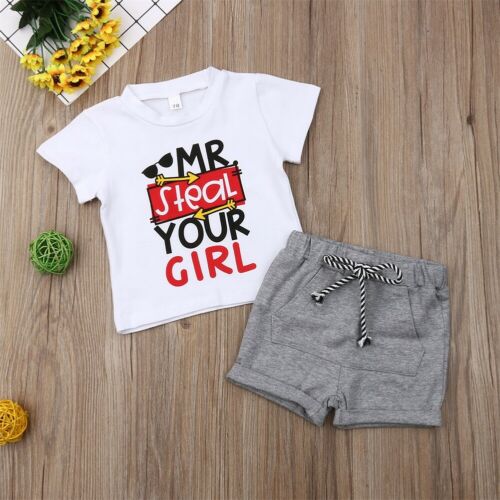 Cute Infant Toddler Baby Boy Summer Short Sleeve T-shirt+Shorts Outfits Clothes - ebowsos