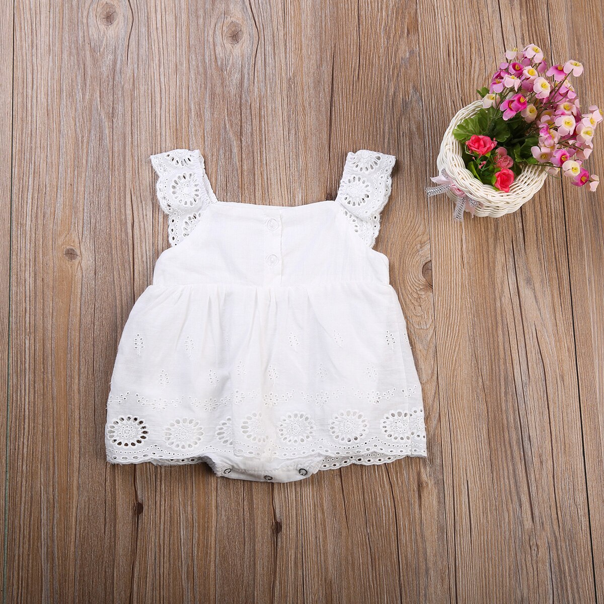 Cute Kids Baby Girl Infant Lace Jumpsuit Bodysuit Cotton Short Sleeve Clothes Outfit Summer - ebowsos