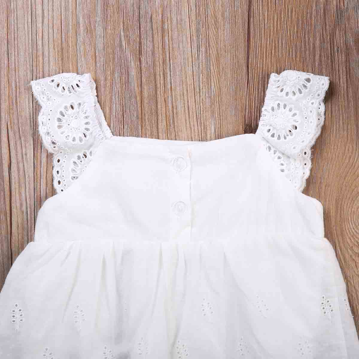 Cute Kids Baby Girl Infant Lace Jumpsuit Bodysuit Cotton Short Sleeve Clothes Outfit Summer - ebowsos