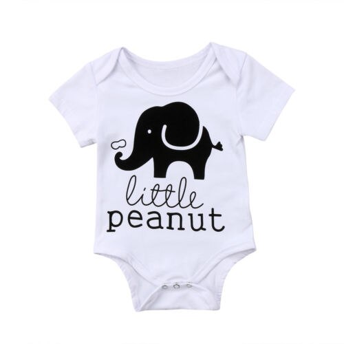 Cute Little Elephant Baby Boys Girls Clothes Short Sleeve Newborn Bodysuit Cartoon Outfit Set Summer - ebowsos