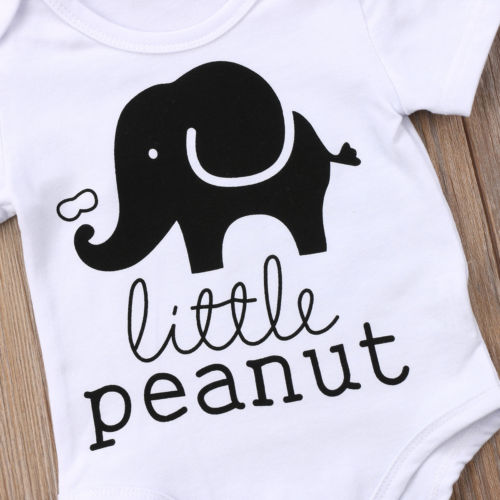 Cute Little Elephant Baby Boys Girls Clothes Short Sleeve Newborn Bodysuit Cartoon Outfit Set Summer - ebowsos