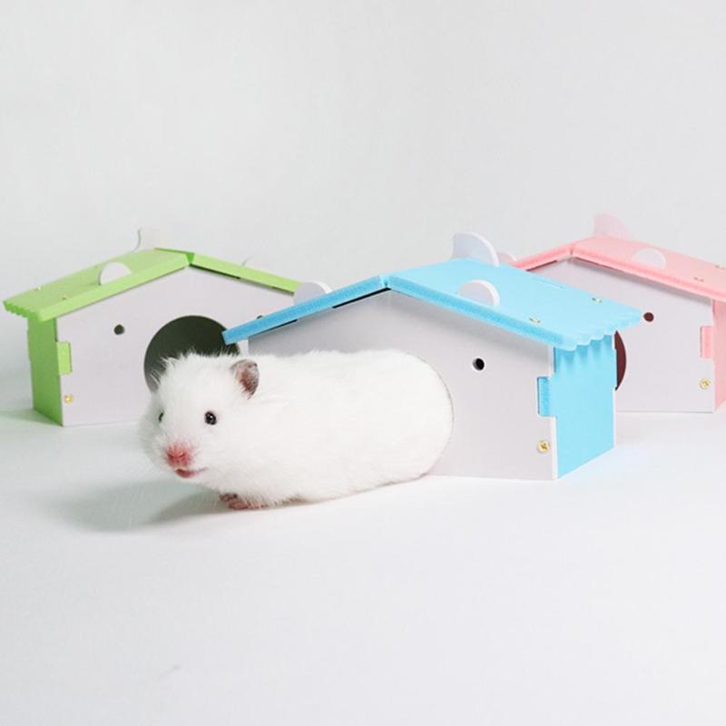 Cute Mini Small Animal Pet Hamster House Nest Rabbit Hedgehog Pet Sleeping Log Cabin Animal Sleeping House Supplies Toys Gift - ebowsos