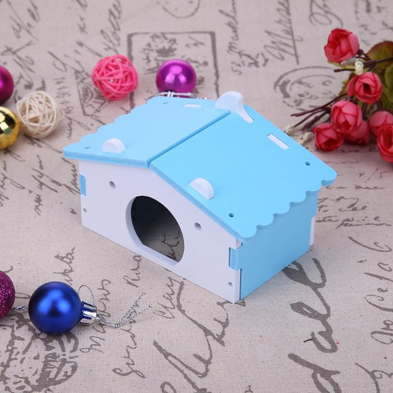 Cute Mini Small Animal Pet Hamster House Nest Rabbit Hedgehog Pet Sleeping Log Cabin Animal Sleeping House Supplies Toys Gift - ebowsos