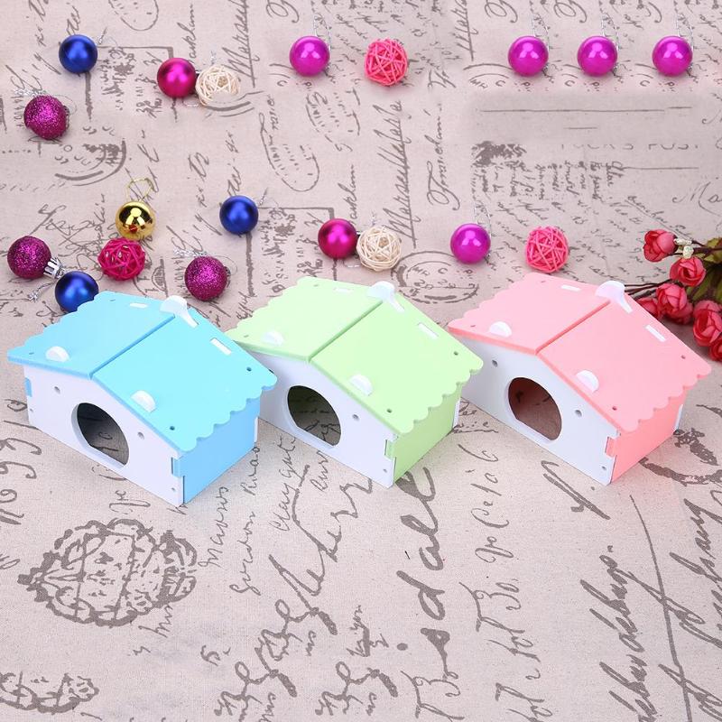 Cute Mini Small Animal Pet Hamster House Nest Rabbit Hedgehog Pet Sleeping Log Cabin Animal Sleeping House Supplies Toys Gift - ebowsos