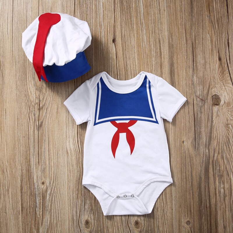 Cute Navy Summer Children Clothing Bodysuit Newborn Infant Baby Boys Girls Jumpsuit Sunsuit Sailor Suit - ebowsos