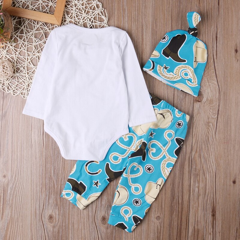 Cute Newborn Baby Boy Girl Cartoon Letter Clothes Set Cotton Long Sleeve Bodysuit Tops+Pants Outfits - ebowsos