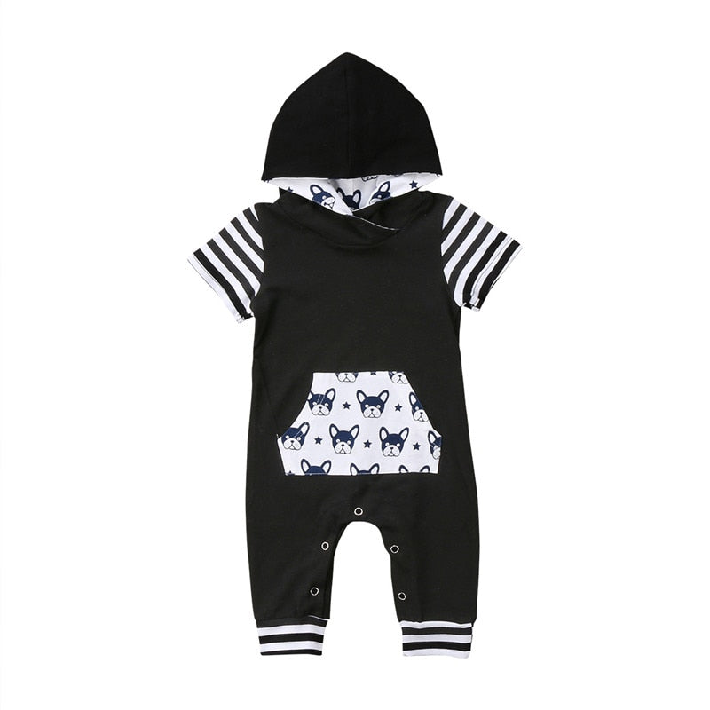 Cute Newborn Baby Boys Girls Short Sleeve Hoodie Romper Jumpsuit Playsuit 0-24M - ebowsos