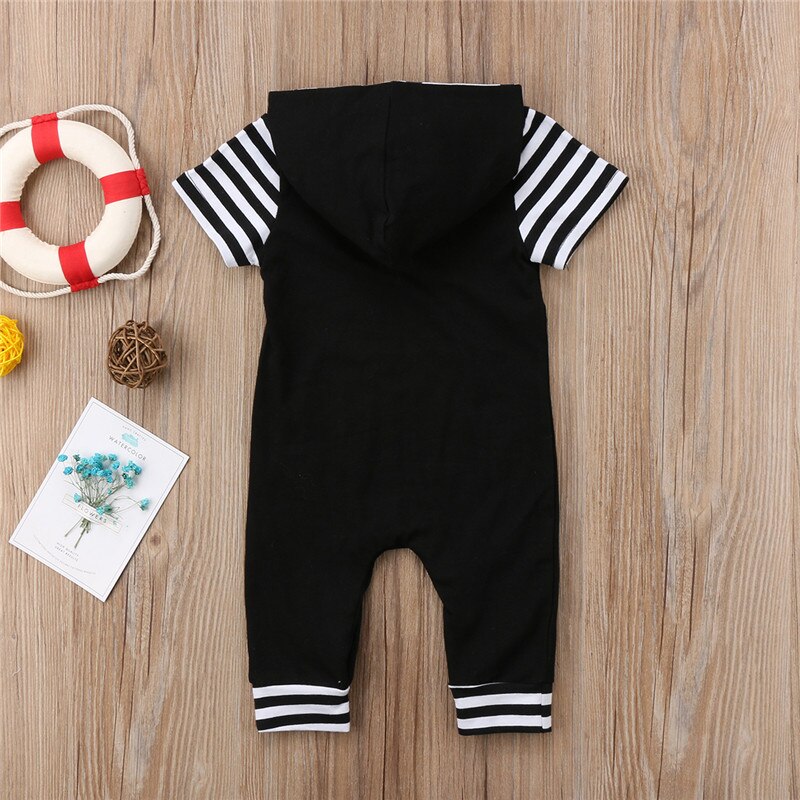 Cute Newborn Baby Boys Girls Short Sleeve Hoodie Romper Jumpsuit Playsuit 0-24M - ebowsos