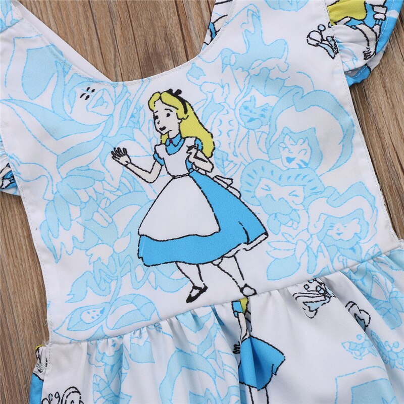 Cute Newborn Baby Girl Cartoon Romper Ruffles Back Cross Halter Jumpsuit Headband 2PCS Outfit Princess Girls Sunsuit - ebowsos