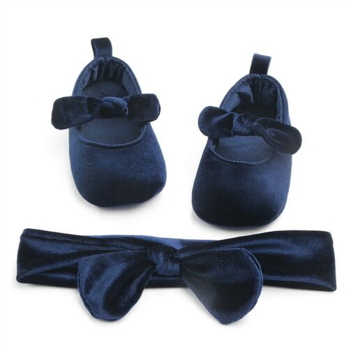 Cute Newborn Baby Girl Gold Velvet Toddler First Walkers Kid Shoes+Hairband Baby Girl Birthday Party Shoes - ebowsos