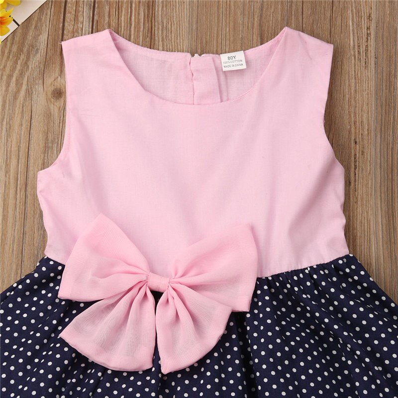 Cute Newborn Baby Girl Polka Dot Dress Bow Birthday Wedding Pageant Princess Formal Party Tulle Dress - ebowsos