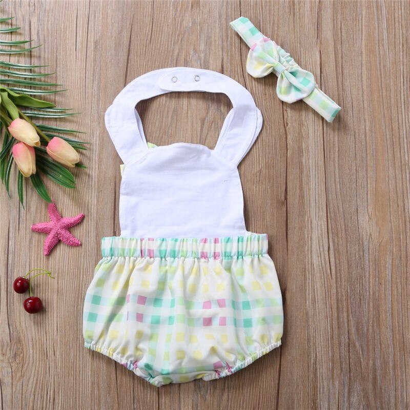 Cute Newborn Baby Girl Summer Rabbit Floral Romper Jumpsuit+Headband Outfits Set New - ebowsos