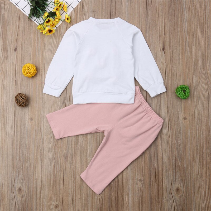 Cute Newborn Baby Girls Ball Tops Cotton Sweatshirt Ruffle Long Pants 2Pcs Outfits Clothes - ebowsos