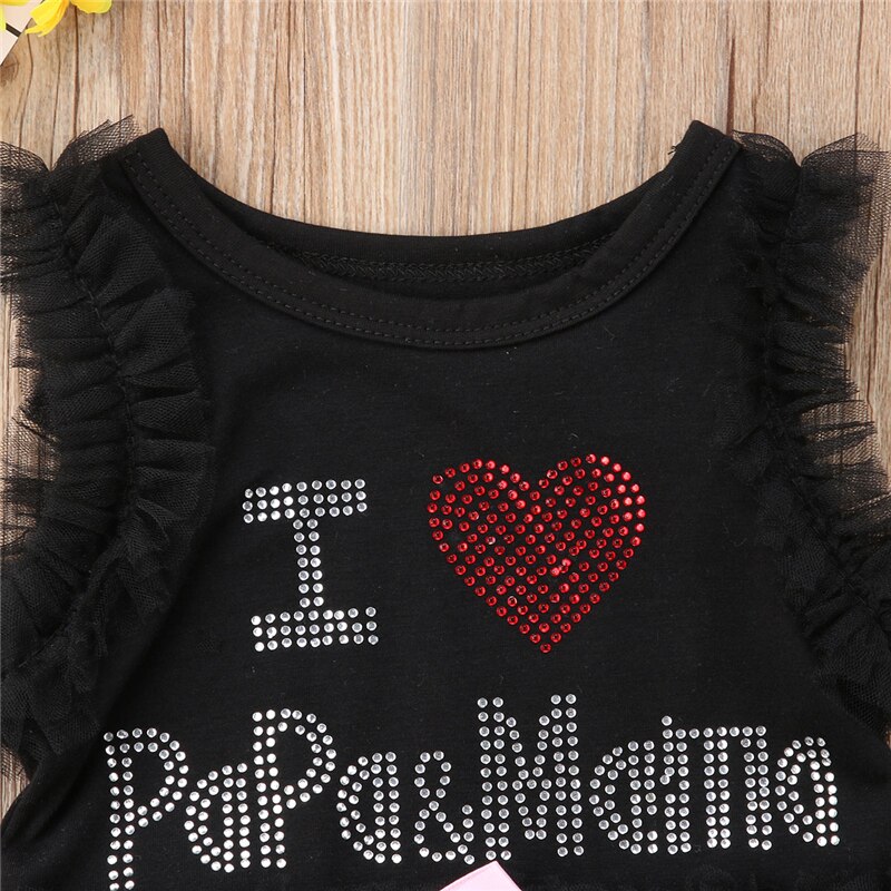 Cute Newborn Baby Girls Sequin Letters Cotton Lace Romper Jumpsuit Outfits Clothes - ebowsos