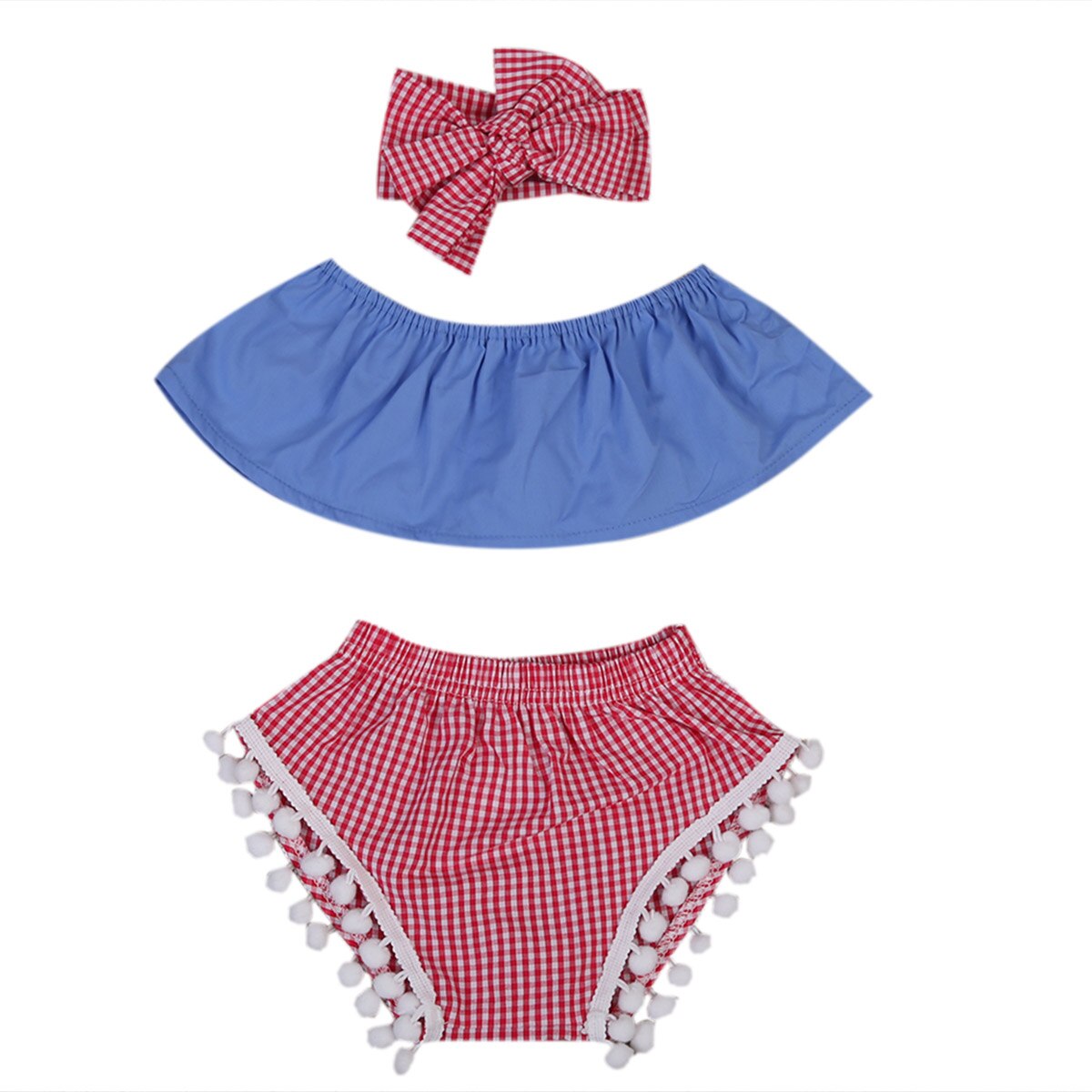 Cute Newborn Baby Girls Tops+Tassel Short Pants+Headband Outfits Sunsuit Clothes - ebowsos