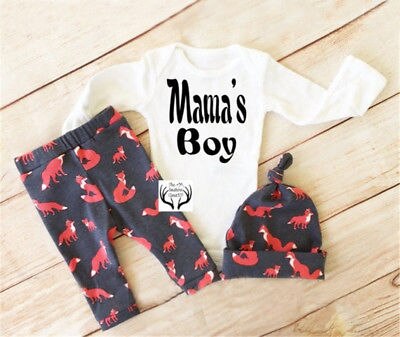 Cute Newborn Baby Mama's Boy Romper Pants Trousers Outfits Clothes Playsuit set - ebowsos