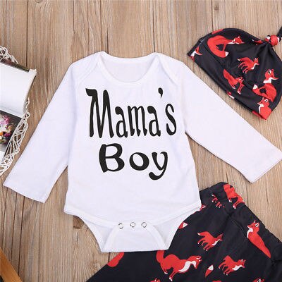 Cute Newborn Baby Mama's Boy Romper Pants Trousers Outfits Clothes Playsuit set - ebowsos