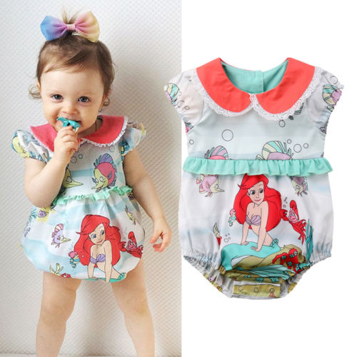 Cute Newborn Baby Romper Boy Girl Summer mermaid Jumpsuit 1PC 0-24M Sunsuit Outfits Baby Clothing - ebowsos