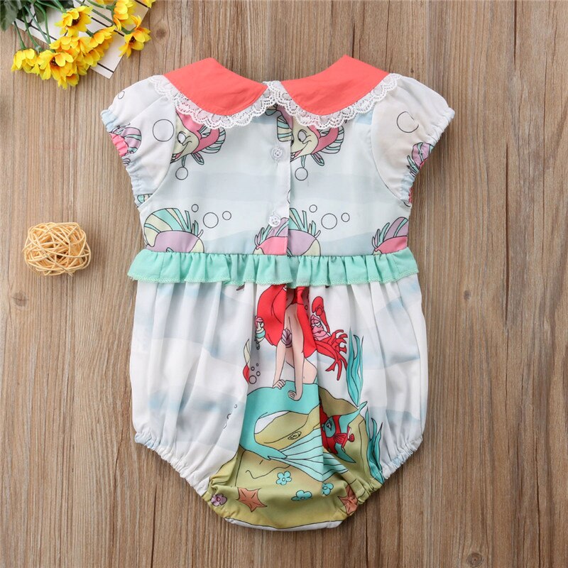 Cute Newborn Baby Romper Boy Girl Summer mermaid Jumpsuit 1PC 0-24M Sunsuit Outfits Baby Clothing - ebowsos