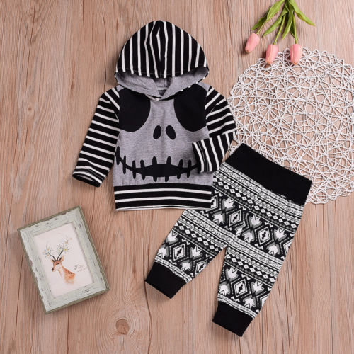 Cute Newborn Infant Baby Boy Girl Unisex Long Sleeve Hooded Warm Hoody Sweatshirt+Pants Outfits Halloween - ebowsos