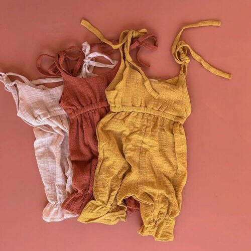 Cute Newborn Kids Baby Girl Summer Solid Romper Jumpsuit Outfit Sunsuit - ebowsos