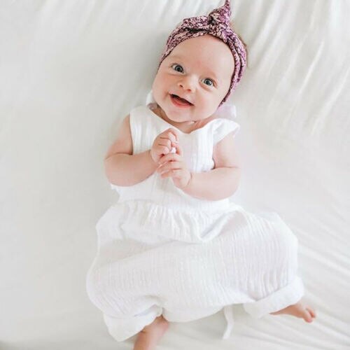 Cute Newborn Kids Baby Girl Summer Solid Romper Jumpsuit Outfit Sunsuit - ebowsos