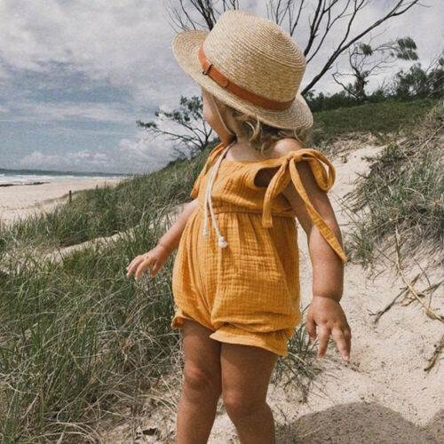 Cute Newborn Kids Baby Girl Summer Solid Romper Jumpsuit Outfit Sunsuit - ebowsos