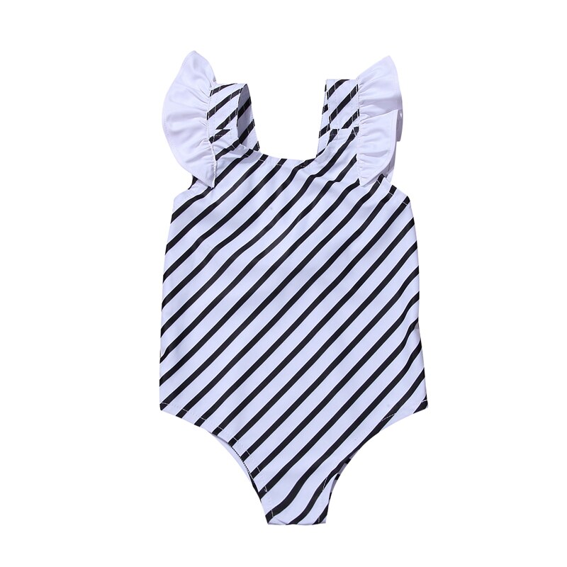 Cute Newborn Kids Baby Girl Summer Striped Swimsuit Swimwear Toddler Girls Bowknot Backless Bathing Suit Beachwear Biquini - ebowsos