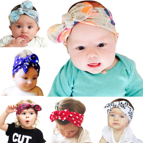 Cute Newborn Kids Baby Girls Bowknot Headband Hairband Headwear Turban Knot - ebowsos