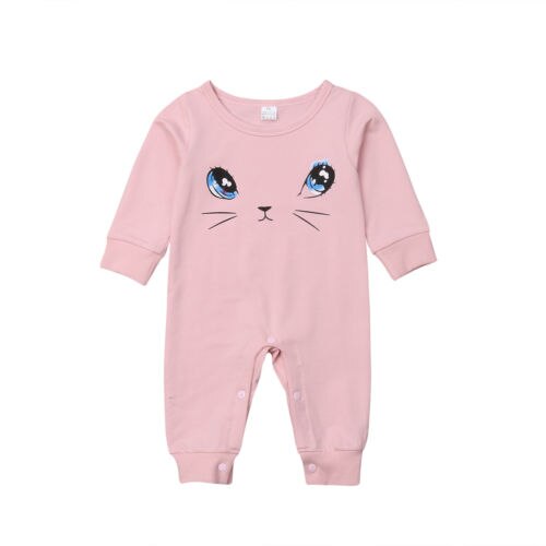 Cute Newborn Romper Toddler Baby Girls Cartoon Long Sleeve Jumpsuit Outfits Autumn Cat Autumn Clothes - ebowsos