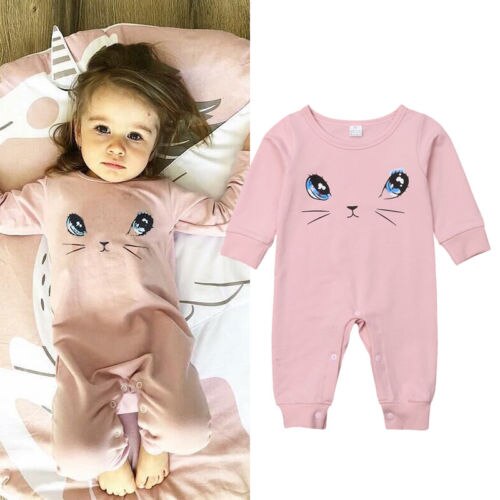 Cute Newborn Romper Toddler Baby Girls Cartoon Long Sleeve Jumpsuit Outfits Autumn Cat Autumn Clothes - ebowsos